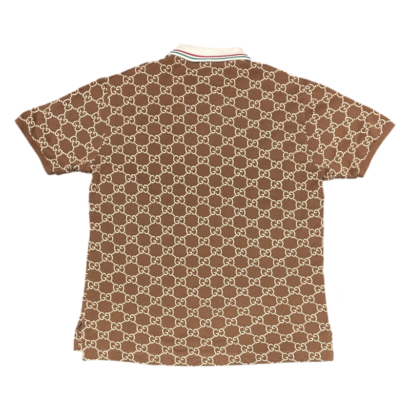 Gucci Logo-Embroidered Cotton Blend Polo Brown