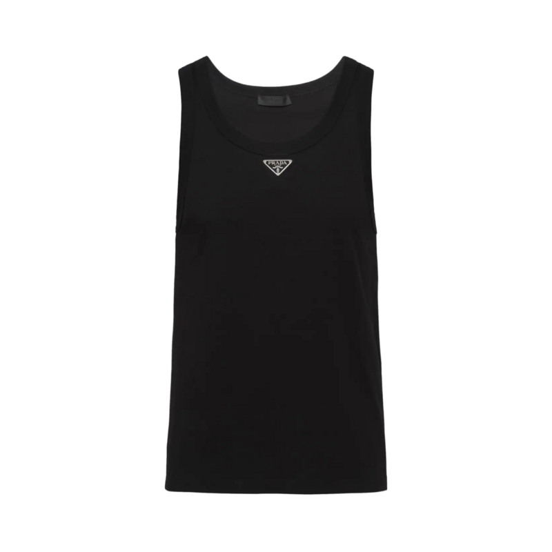 Prada Enamel Logo Plaque Tank Top Black