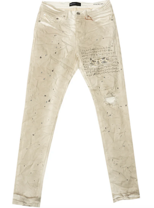 Purple Brand paisley patched white jeans