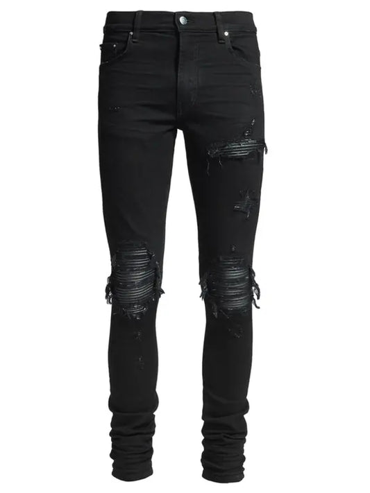 Amiri leather patched jeans