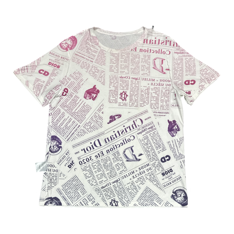 Dior x Daniel Arsham Newspaper Print Tee Beige