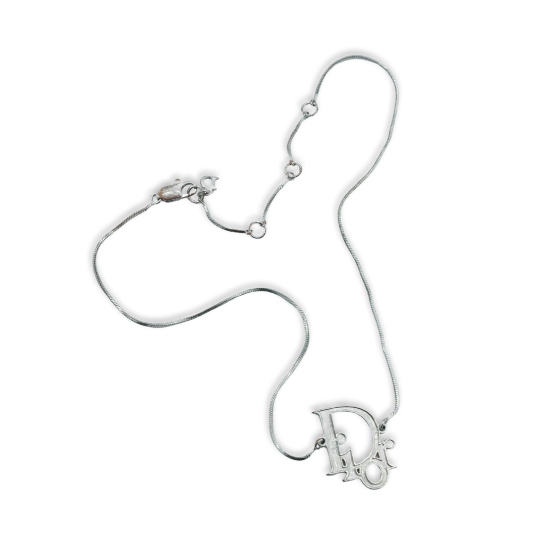 Dior Silver Spellout Necklace (C)