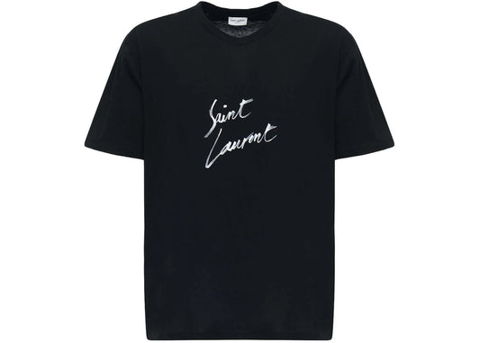 Saint Laurent Signature Logo-Print Cotton T-shirt Black