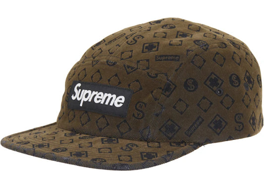 Supreme Flocked Denim Camp Cap Black