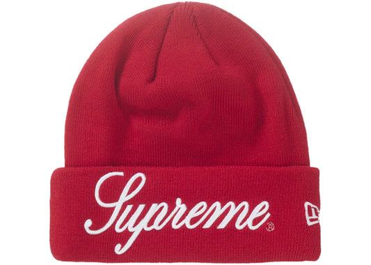 Supreme New Era Script Beanie Red