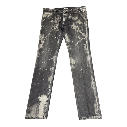 Dior Homme Speckled ink painted gray jeans