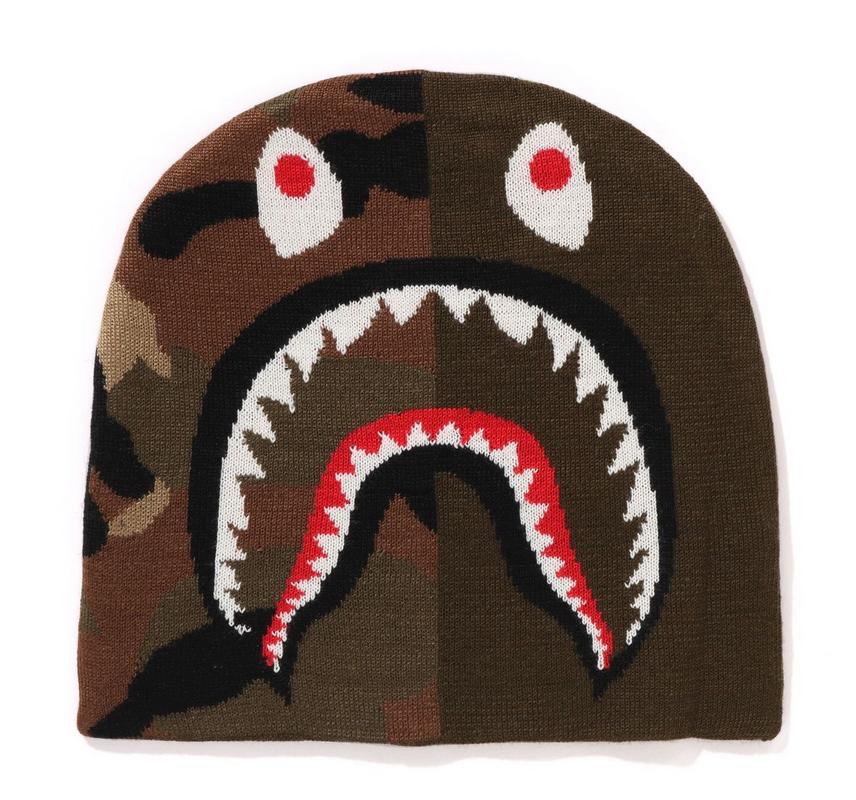 1st shark knit cap green/camo