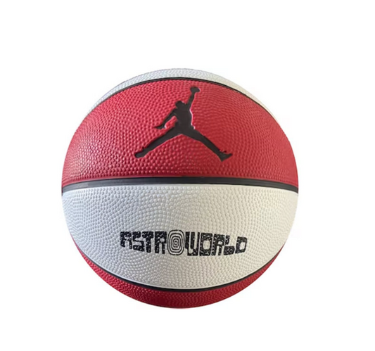 Travis Scott red and white striped basketball