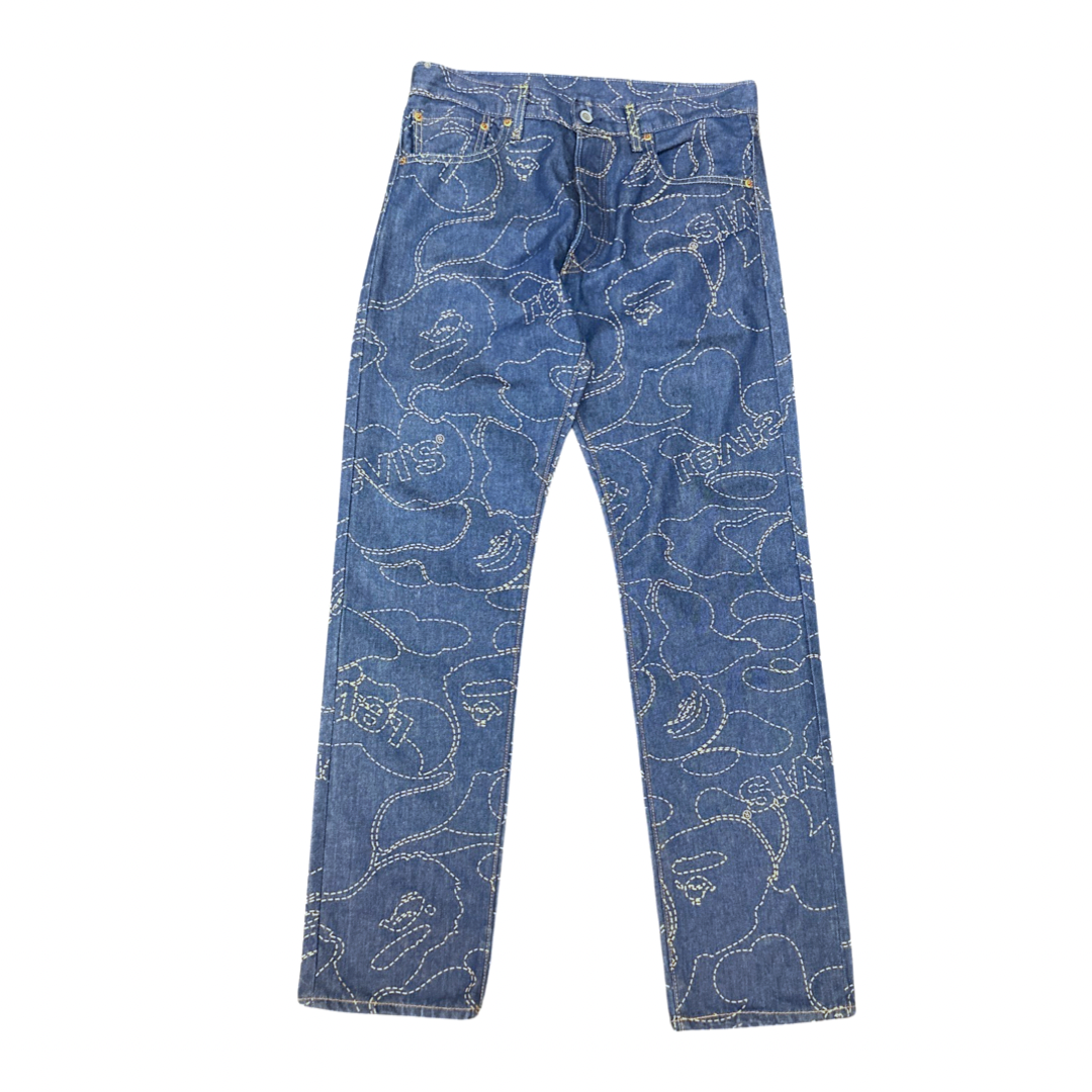 BAPE Stitch Camo Print Denim Jeans (C)
